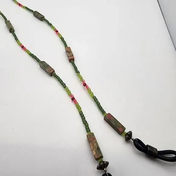 Glasses Seed Bead & Unakite Glasses Chain